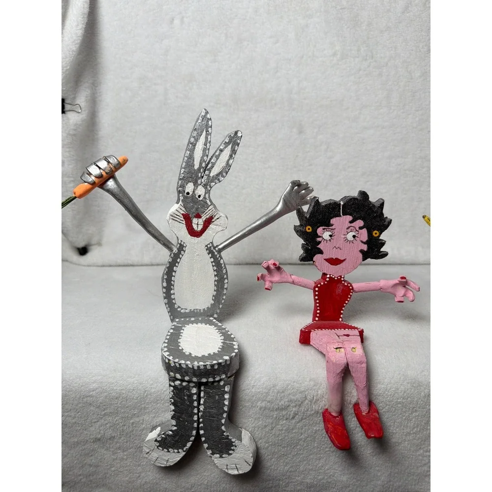 Homemade Shelf Sitter Figurines Multicolor Excellent Folk Art Set 5